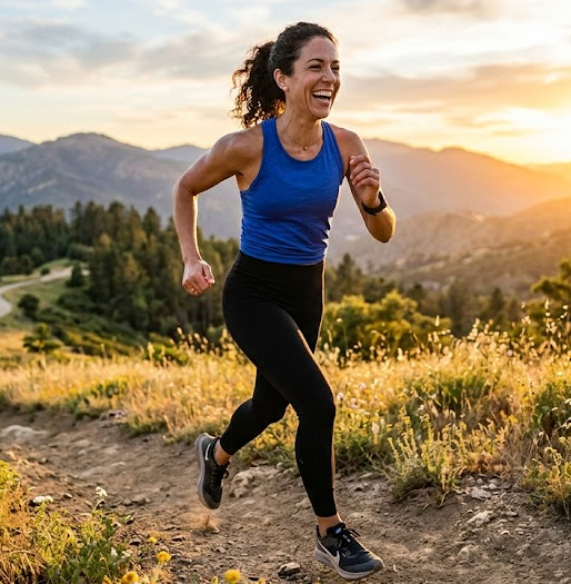 Ženska pri jutranji jogi v naravi ob sončnem vzhodu